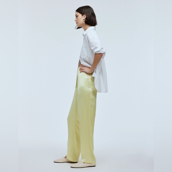 Madewell yellow satin pants NWT size large - Picture 3 of 9